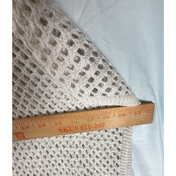 MerSea MER-SEA Cotton Beach Fringed Crochet Poncho Off-White Coastal Beach OS - Picture 9 of 14